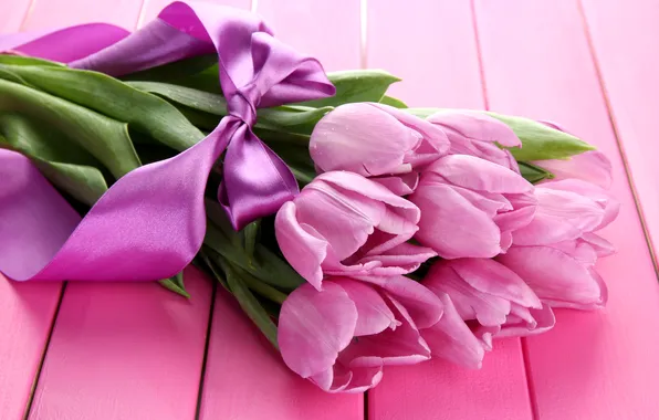 Flowers, bouquet, tape, tulips, pink, wood, pink, flowers