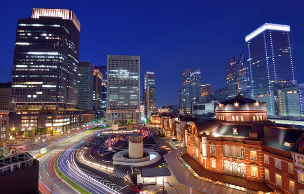 The sky, night, lights, movement, building, home, skyscrapers, excerpt