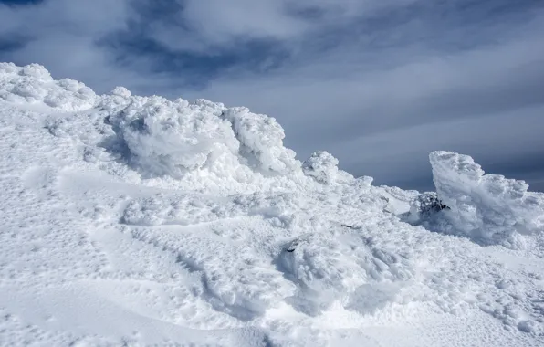 Winter, the sky, clouds, snow, nature, blue, mountain, ice