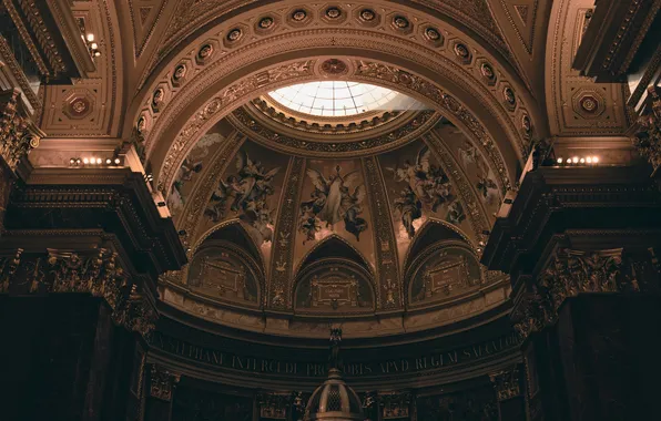 Wings, interior, architecture, sunlight, Hungary, Budapest, church, classic art