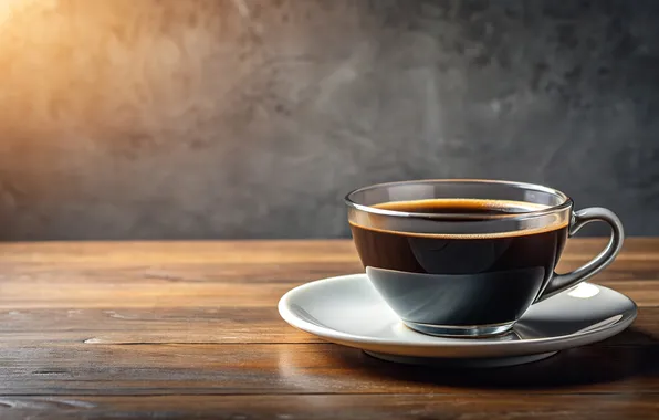 Light, table, Board, coffee, Cup, grey background, black coffee, AI art