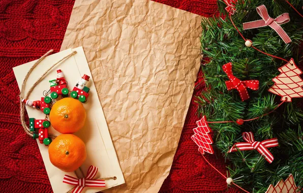 Decoration, toys, tree, New year, Christmas, New Year, tangerines