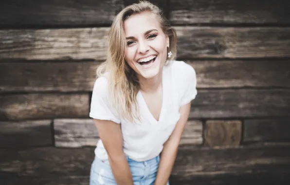Picture girl, blonde, laughs