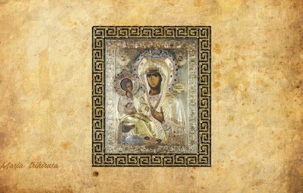 Wallpaper old, paper, Madonna, Mary, The icon of the theotokos with ...