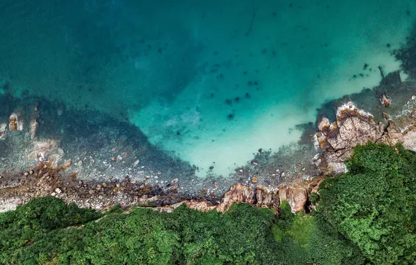 Sea, stones, rocks, height, the view from the top