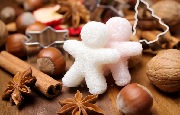 Picture winter, men, New Year, Christmas, sugar, nuts, cinnamon, Christmas