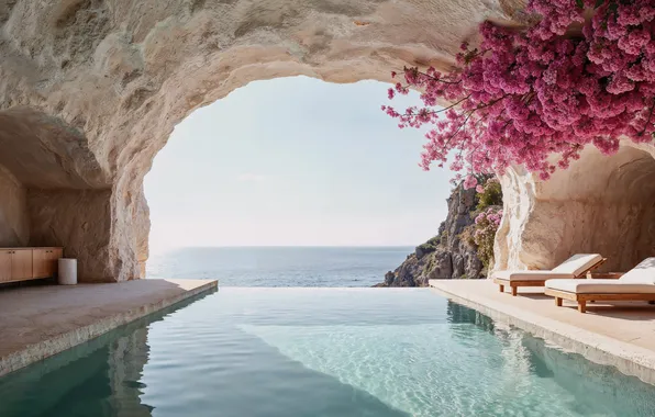 Sea, the sun, pool, summer, sunshine, vacation, flowering, sea
