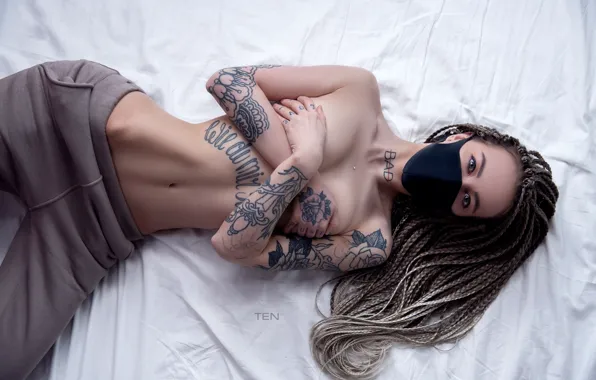 Look, girl, pose, model, body, makeup, figure, mask