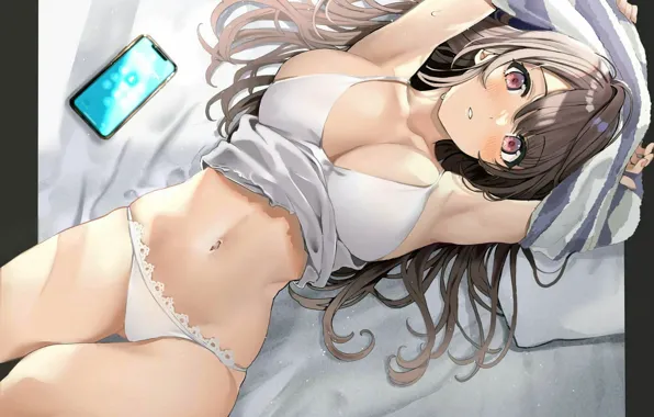 Picture girl, sexy, lingerie, cleavage, panties, long hair, boobs, anime