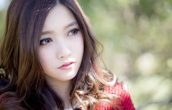 Red, women, face, asian, portrait