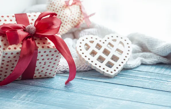 Love, holiday, box, gift, heart, Board, bow, bow