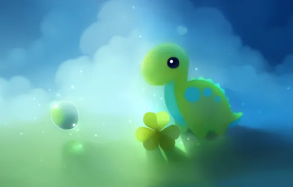 Picture clouds, blue, dinosaur, clover, green, bubble, apofiss