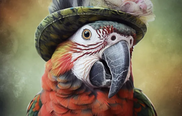 Bird, hat, parrot, image, AI art, neural network