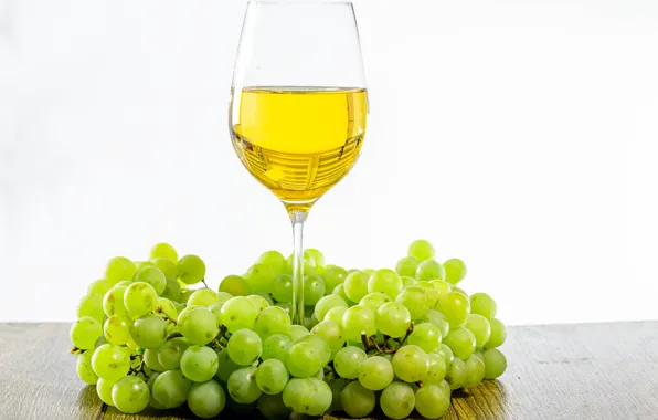 Picture green, table, wine, glass, grapes, white background