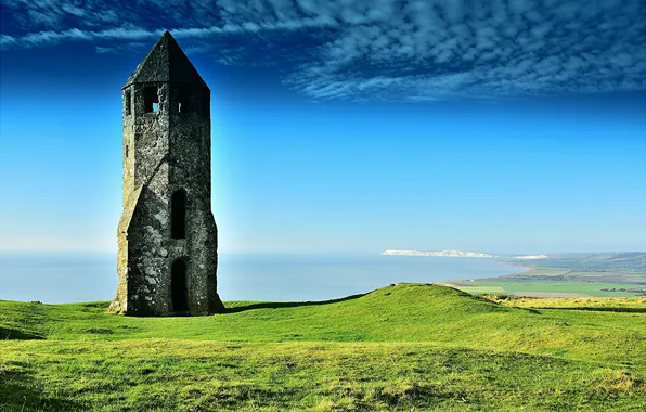 Picture sea, coast, England, tower, horizon, England, St Catherines Oratory, Chale