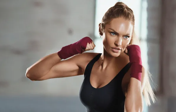 Picture sport, model, look, blonde, Candice Swanepoel, fitness, gloves