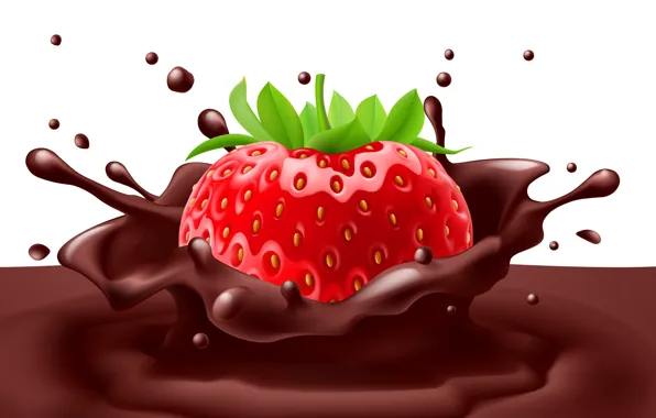 Chocolate, splash, strawberry, berry, chocolate, Berries