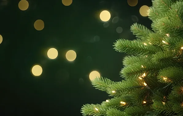 Light, branches, lights, spruce, Christmas, New year, tree, needles
