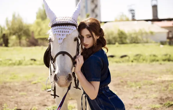 Picture look, girl, pose, horse, horse, Alina Kolesnikova