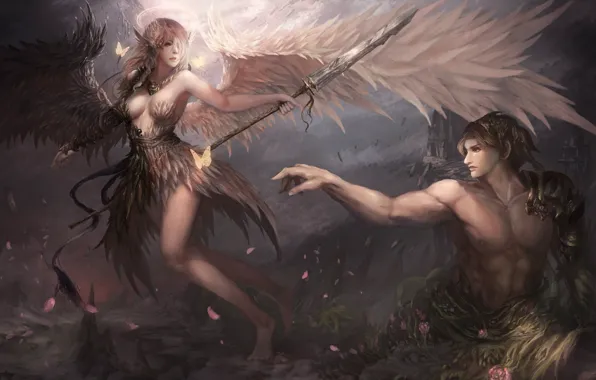 Picture girl, angel, guy