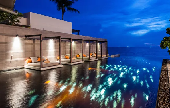 Picture the ocean, the evening, pool, Thailand, the hotel, Phuket, Thailand