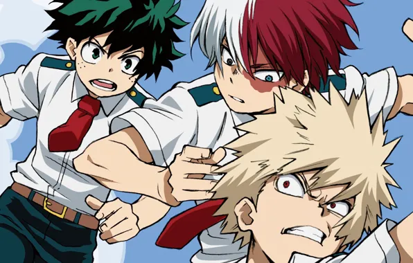 Guys, school uniform, Boku no Hero Academy, My Hero Academia, Midori Isuku, Todoroki Shoto, My …