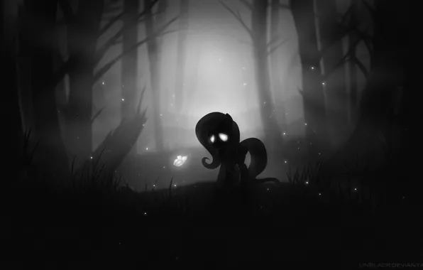 Forest, Shadow, Darkness, Art, Fan Art, My little pony, by Linblack, We Limbo Pony