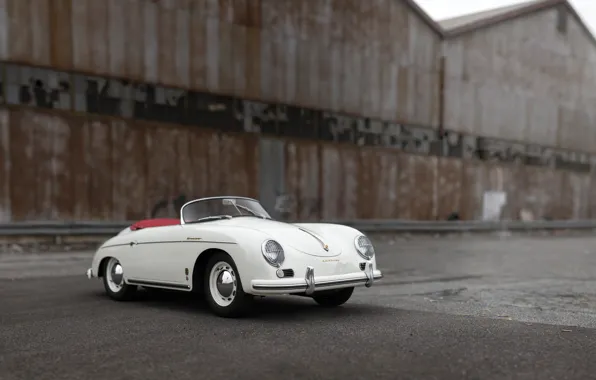 Porsche, white, 1956, 356, Porsche 356A 1600 Speedster