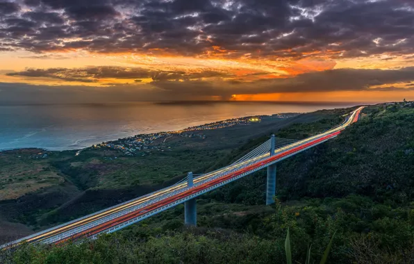 Bridge, Sunset, Reunion Island, Indian-Ocean