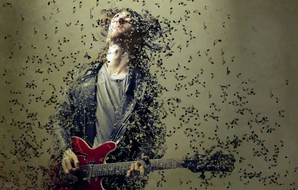 Notes, music, guitar, Rock 'till you drop