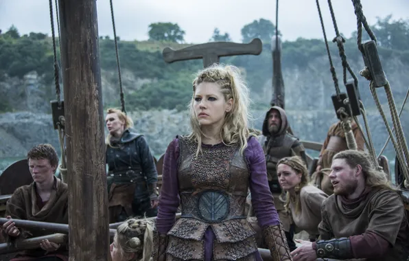 Picture look, clothing, ship, Vikings, The Vikings, Katheryn Winnick, Lagertha