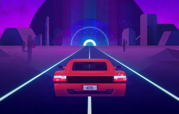 Auto, Road, Music, Retro, Machine, Style, Ferrari, Music