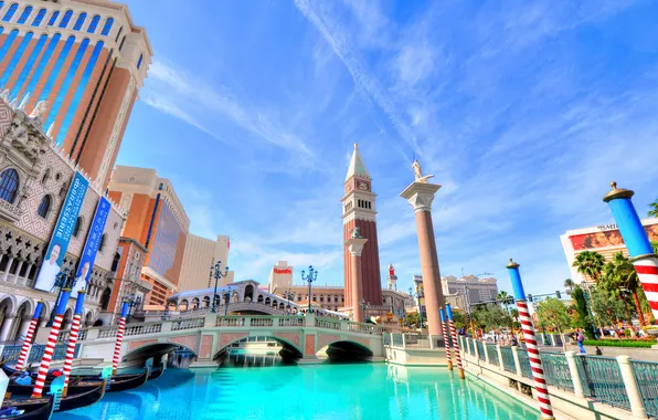 Las Vegas, Venice, channel, USA, Nevada, casino, column, the bell tower