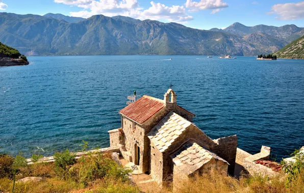 Picture Montenegro, Tivat, Kotor fjord, the little Church, Lepetane