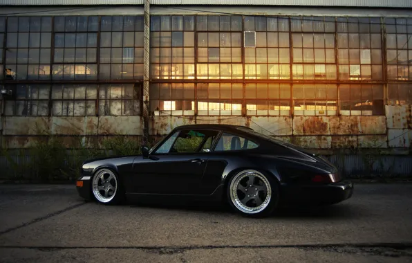 911, Porsche, black, 964, Carrera 2