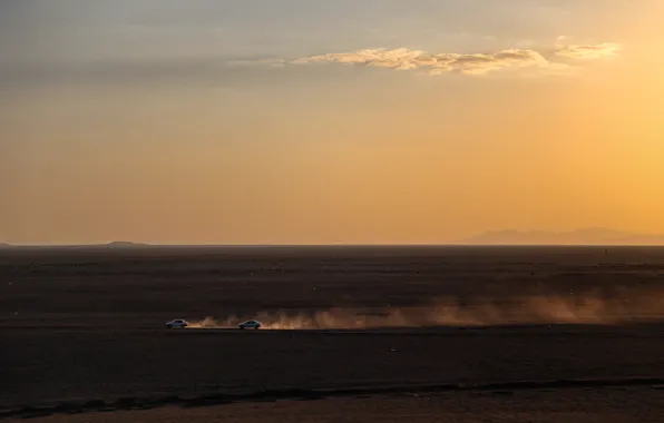 Nature, Clouds, Cars, Landscape, Desert, Run, Sun Goes Down, Sina Sadeqi