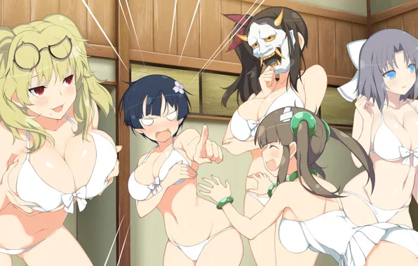Demon, girl, game, ass, pantsu, bra, panties, flower