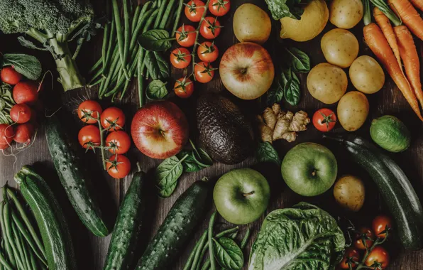 Greens, Fruit, Vegetables, Cuts