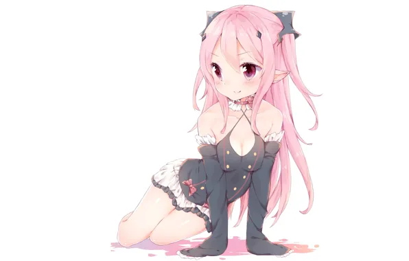 Girl, neckline, vampire, sitting, Owari no Seraph, The last Seraphim, Krul
