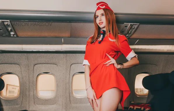 Girl, form, the plane, stewardess, Anton Kharisov, Ksenia Serkova