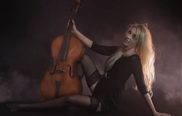 Picture girl, pose, music, cello