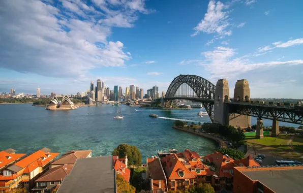 Sea, bridge, the city, ships, Australia, Sydney