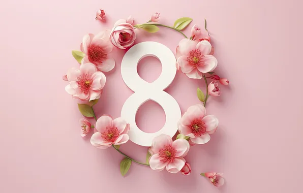 Flowers, holiday, spring, March 8, composition, International women's day, festive background, AI art