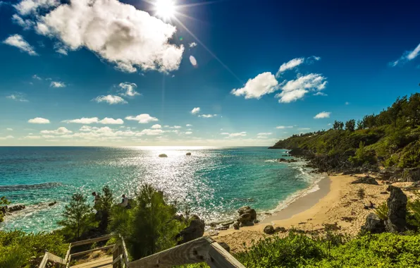 The sun, clouds, the ocean, coast, Bermuda