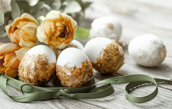 Flowers, holiday, Board, eggs, bouquet, spring, yellow, Easter