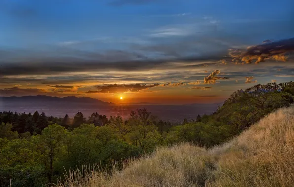 Picture sunset, lake, panorama, Utah, Utah, Milkic, Millcreek Township, Mount Olympus Cove