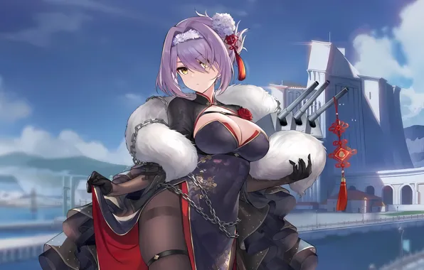 Girl, sexy, cleavage, dress, boobs, anime, beautiful, short hair