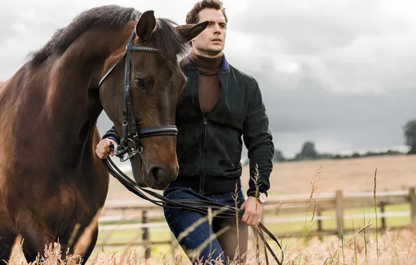 Picture look, horse, jacket, male, Henry Cavill
