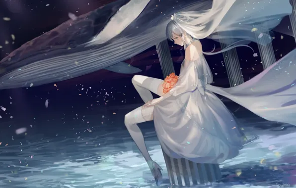 Girl, the bride, veil