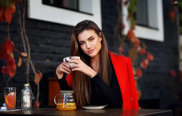 Look, girl, model, hair, table, Dmitry Arhar